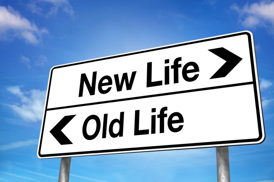 Arrows pointing at new life and old life